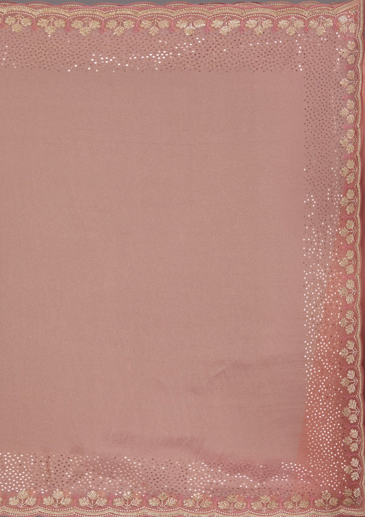 Peach Stonework Tissue Saree_koskii
