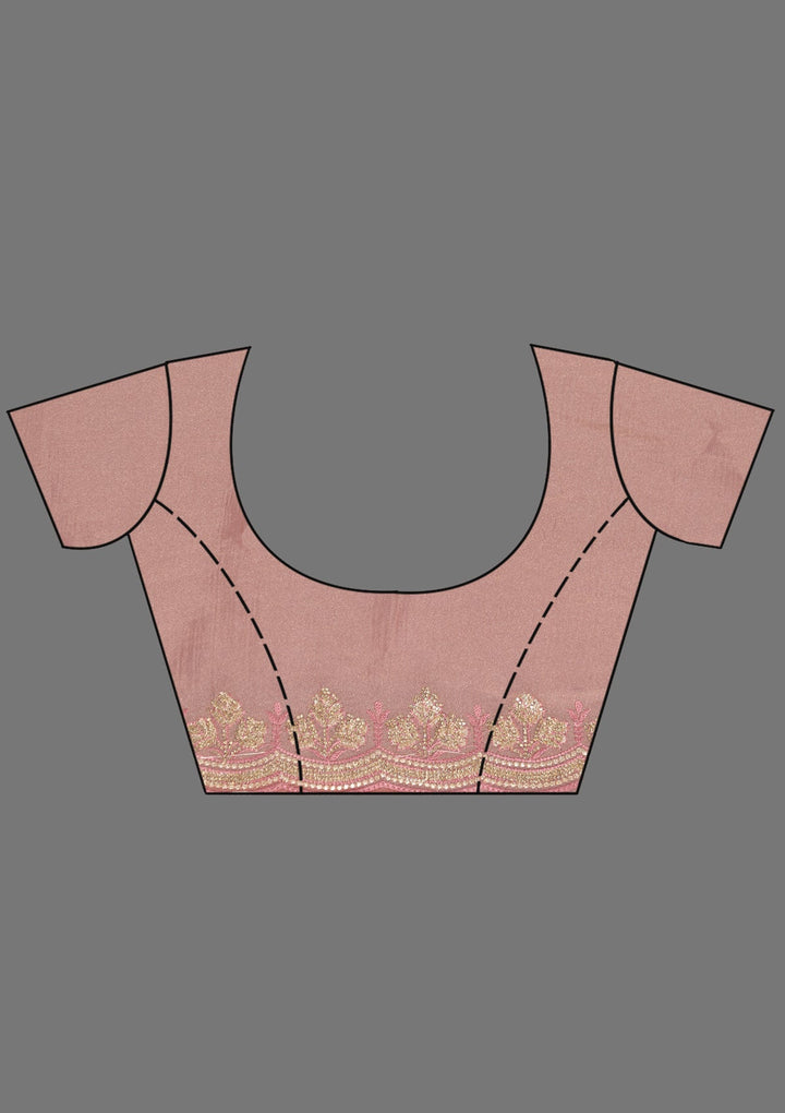 Peach Stonework Tissue Saree_koskii