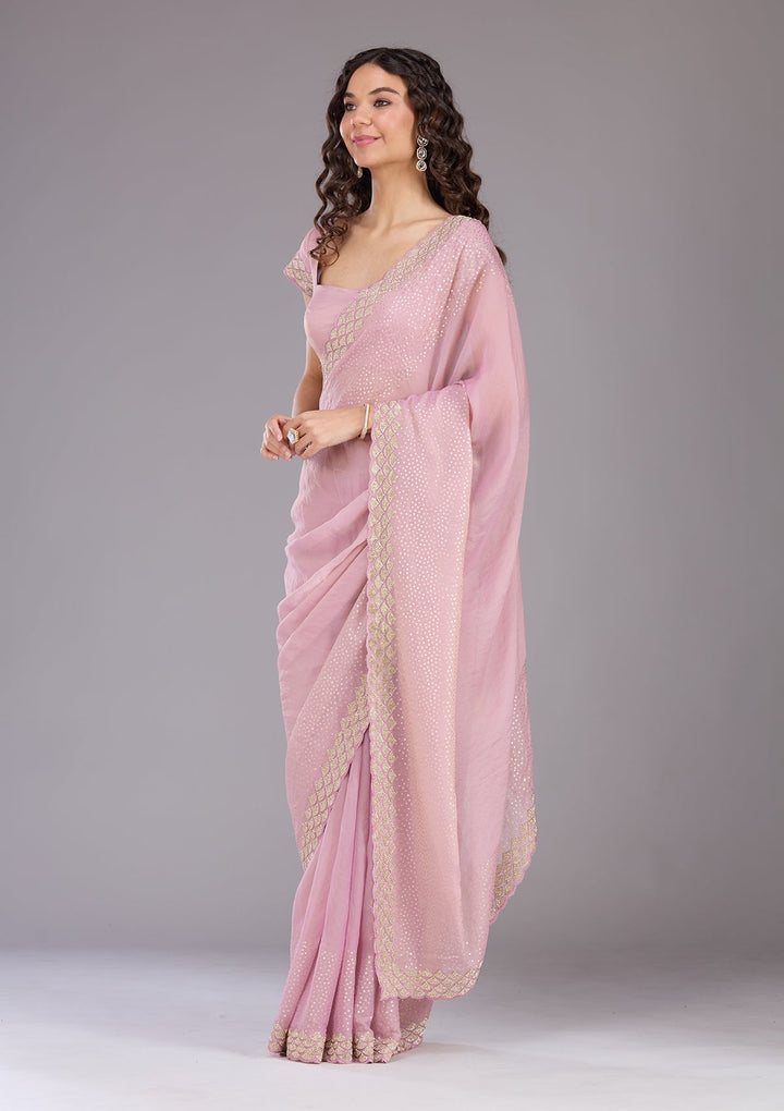 Lavender Sequins Tissue Saree