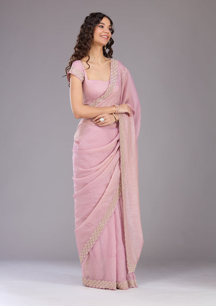 Lavender Sequins Tissue Saree