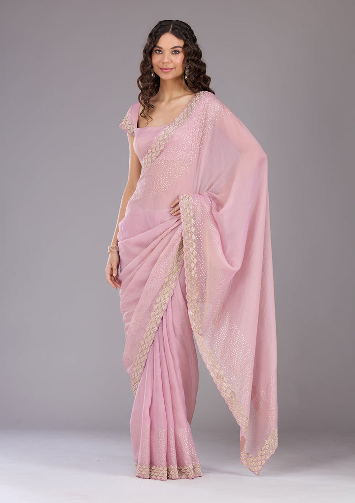 Lavender Sequins Tissue Saree