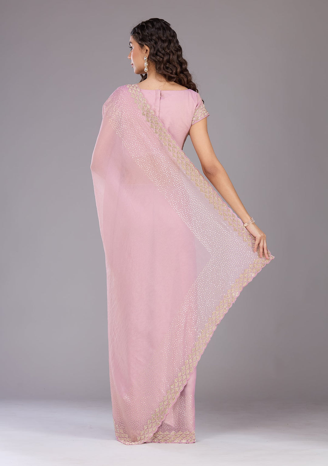 Lavender Sequins Tissue Saree