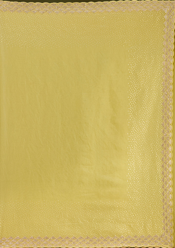 Lime Green Sequins Tissue Saree