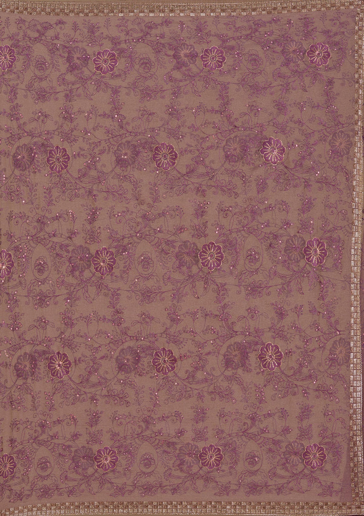 Purple Threadwork Tissue Saree