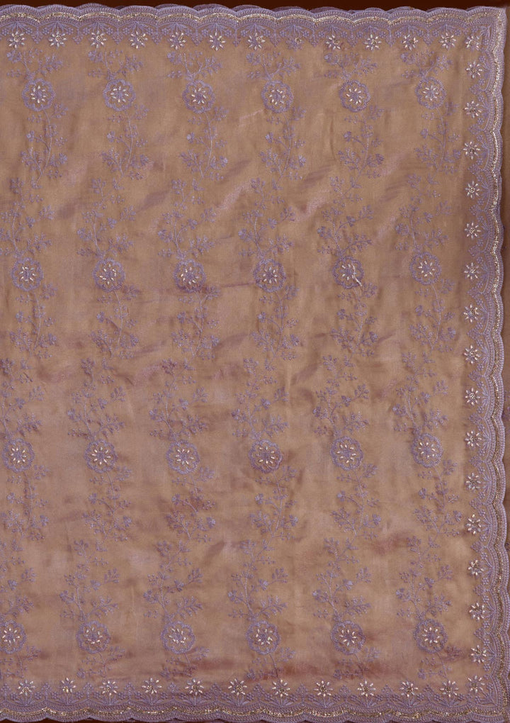 Lavender Threadwork Tissue Saree