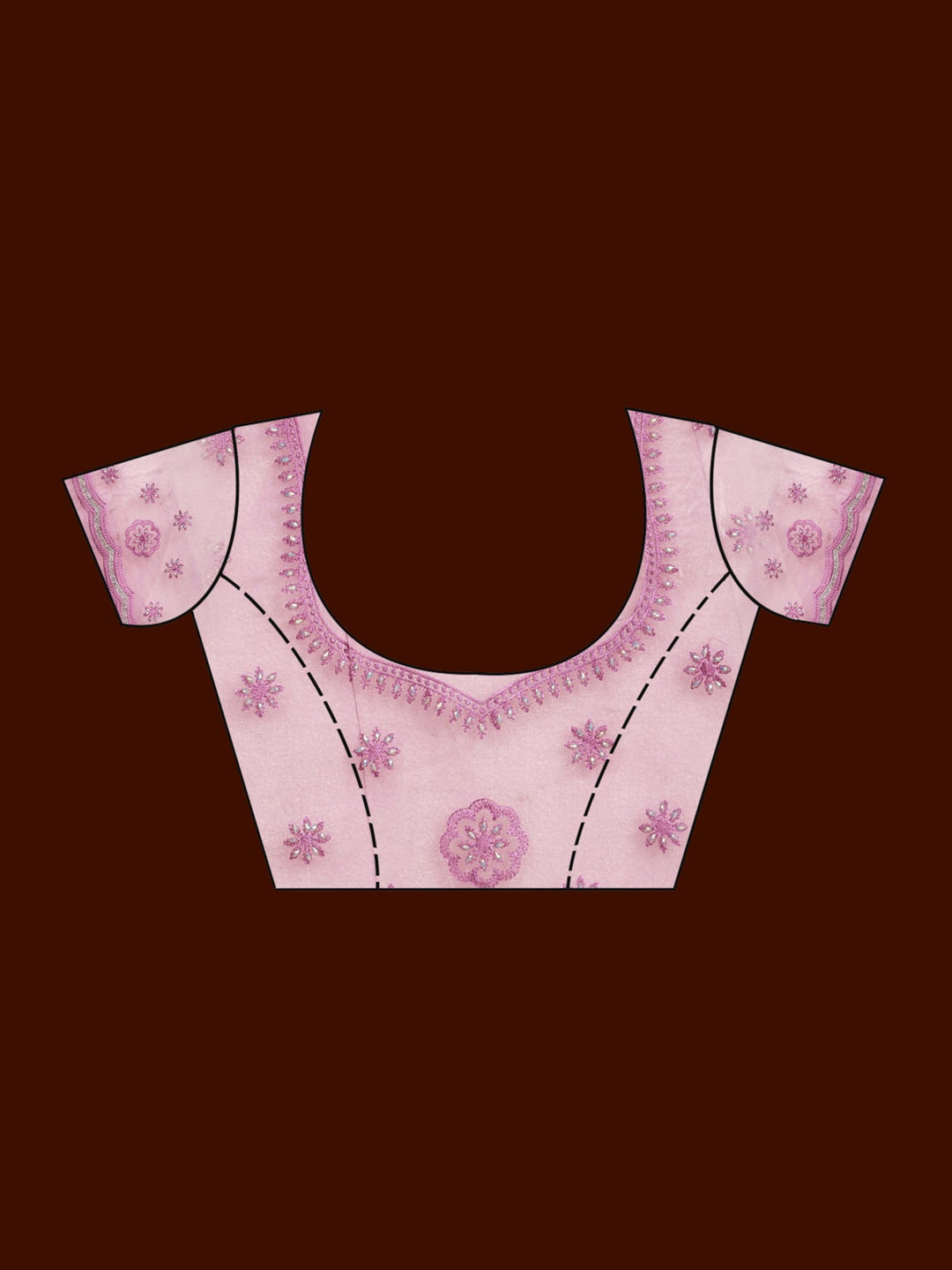 Pink Threadwork Tissue Saree