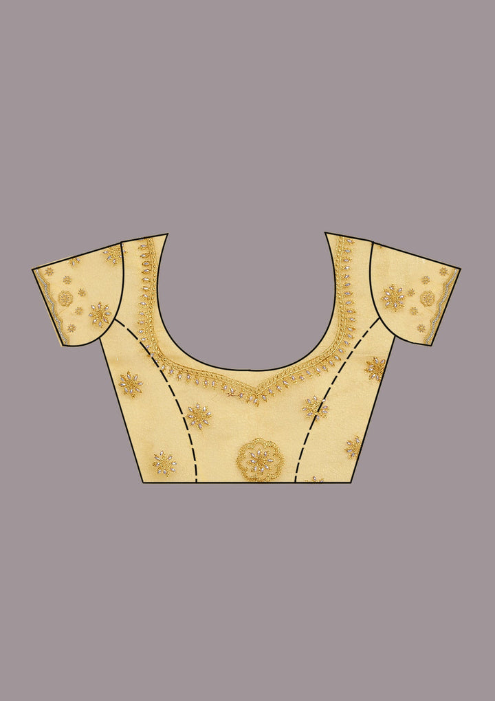 Yellow Threadwork Tissue Saree