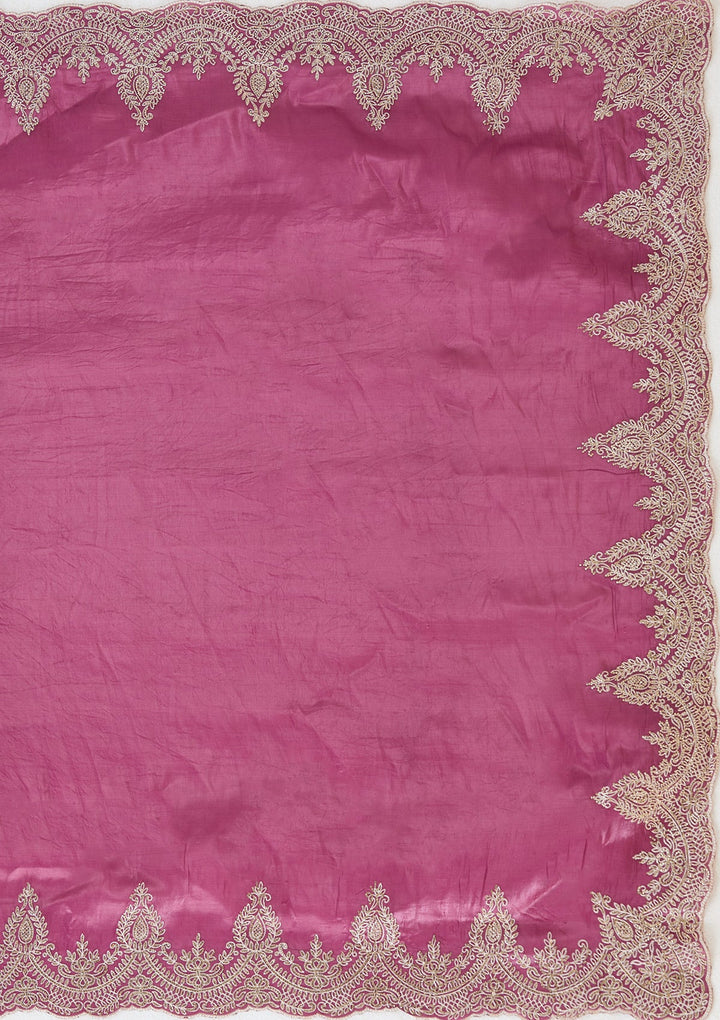 Mauve Threadwork Organza Saree_koskii
