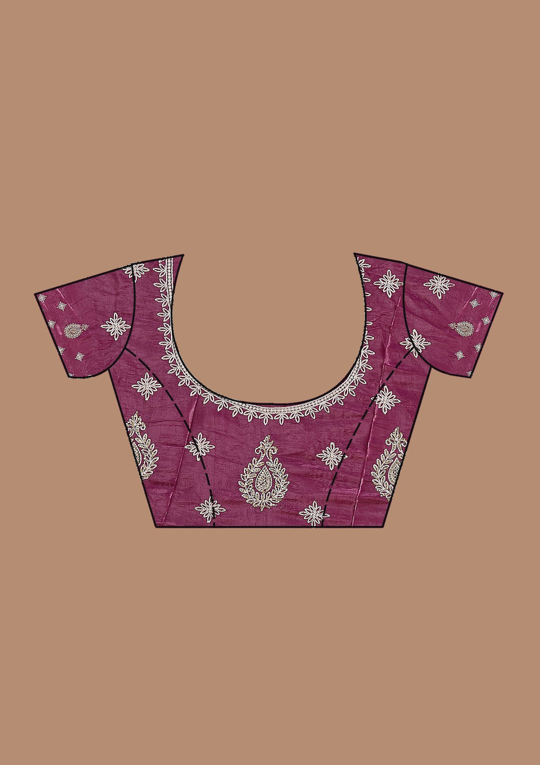 Mauve Threadwork Organza Saree_koskii