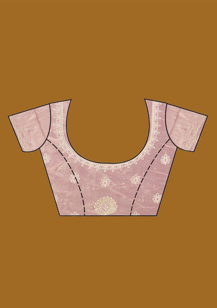 Onion Pink Threadwork Organza Saree