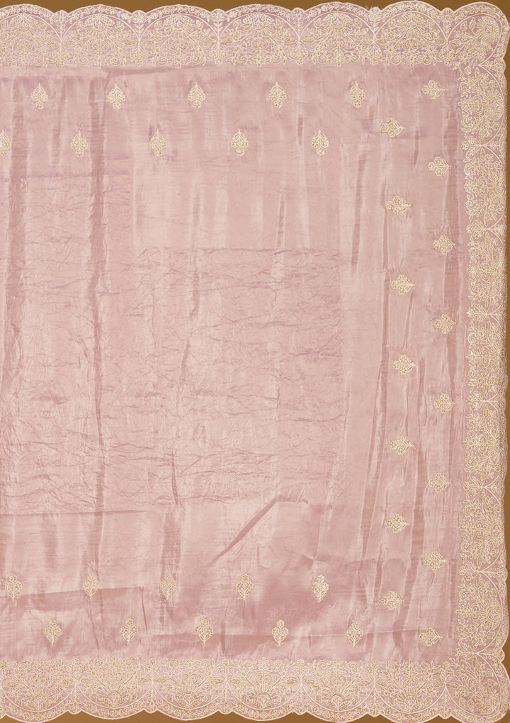Onion Pink Threadwork Organza Saree