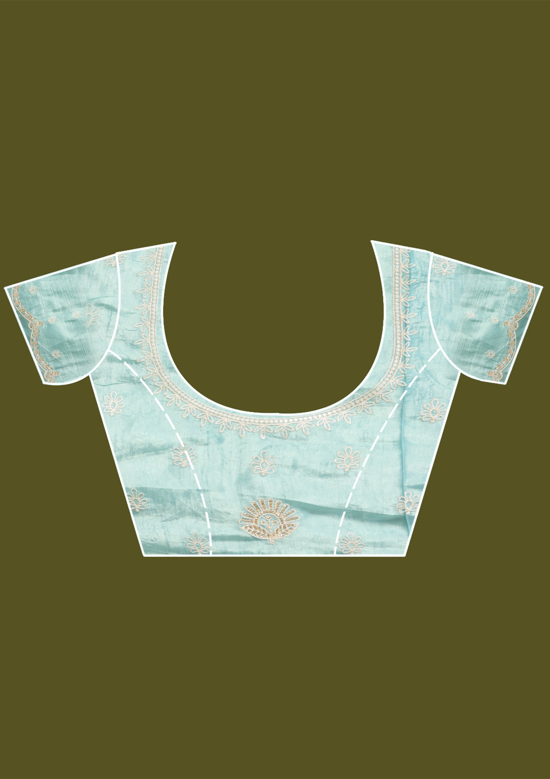 Sky Blue Threadwork Organza Saree