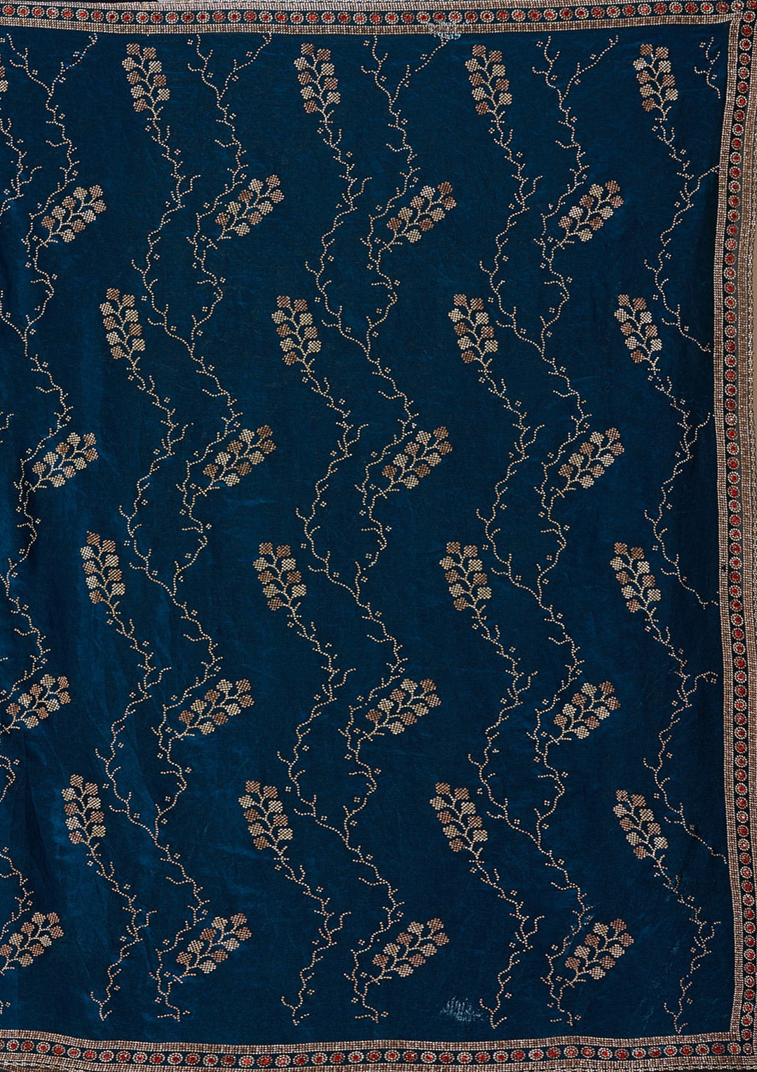 Royal Blue Stonework (Gold) Tissue Saree_koskii