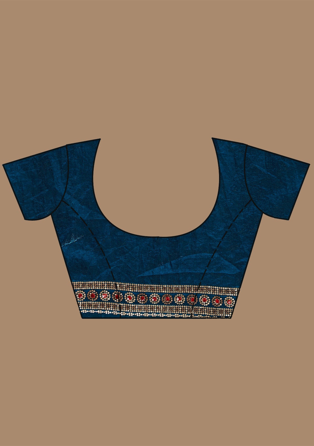 Royal Blue Stonework (Gold) Tissue Saree_koskii