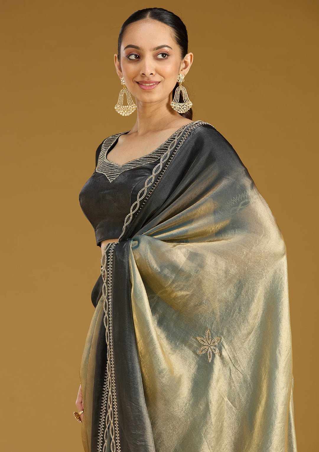 Gold Stonework (Gold) Tissue Saree