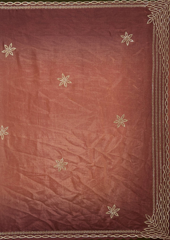 Rust Stonework (Gold) Tissue Saree