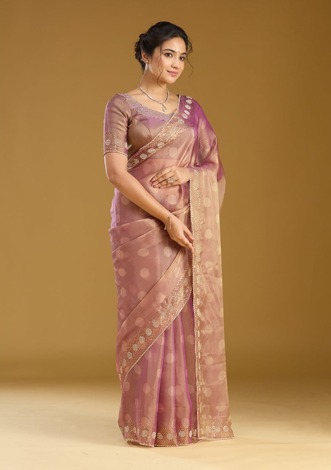Gold Stonework (Gold) Tissue Saree