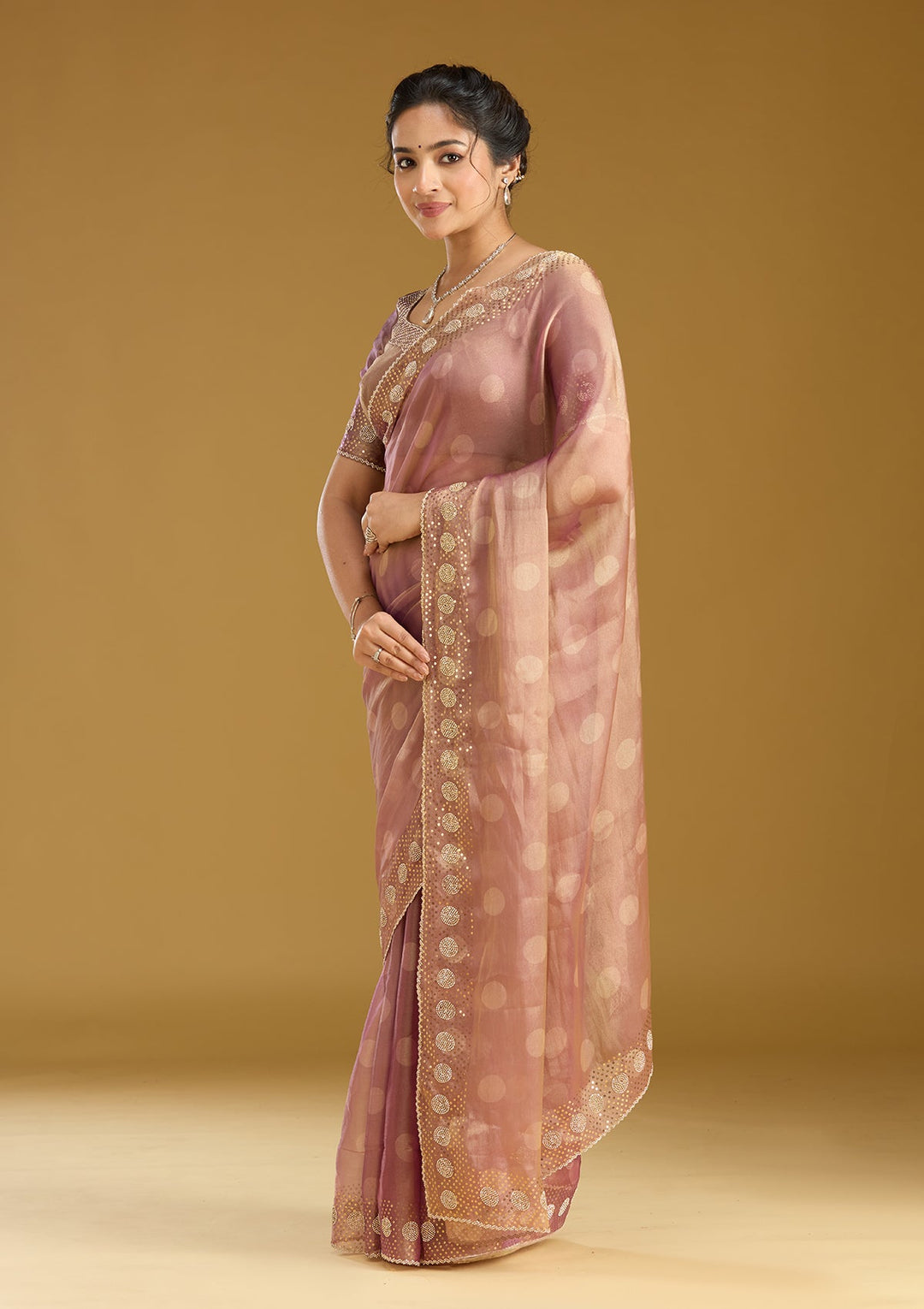 Gold Stonework (Gold) Tissue Saree