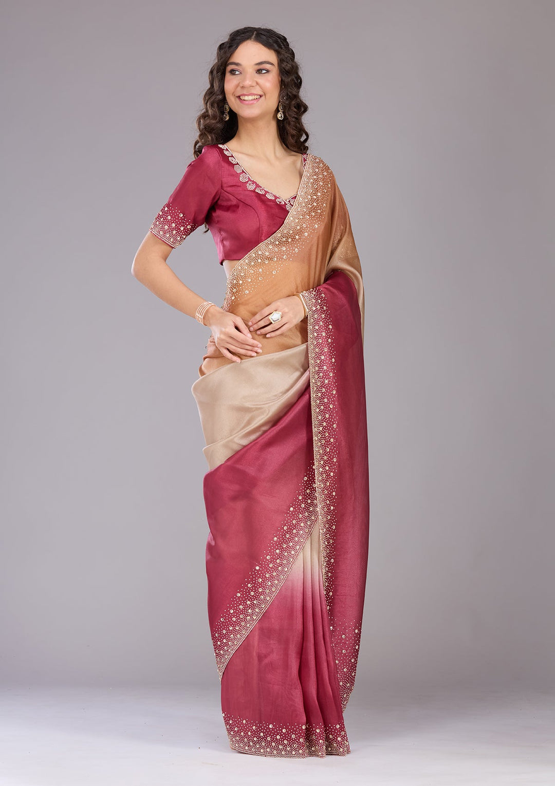 Gold Stonework (Gold) Tissue Saree