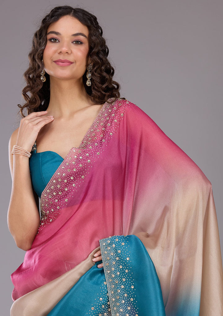 Mehendi Threadwork Tissue Saree