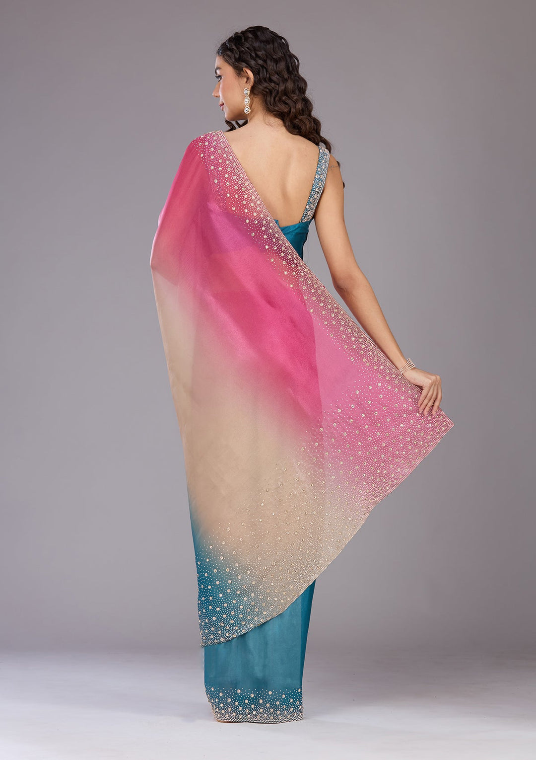 Mehendi Threadwork Tissue Saree