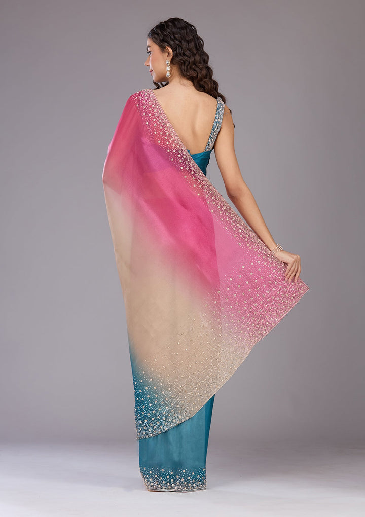 Mehendi Threadwork Tissue Saree