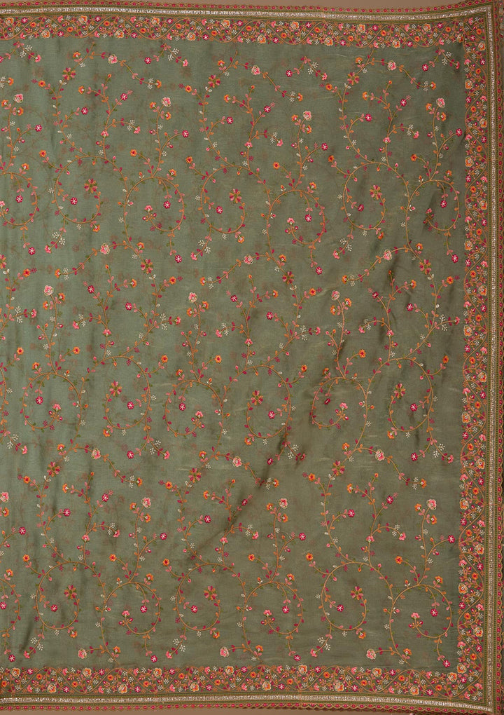 Mauve Threadwork Tissue Saree