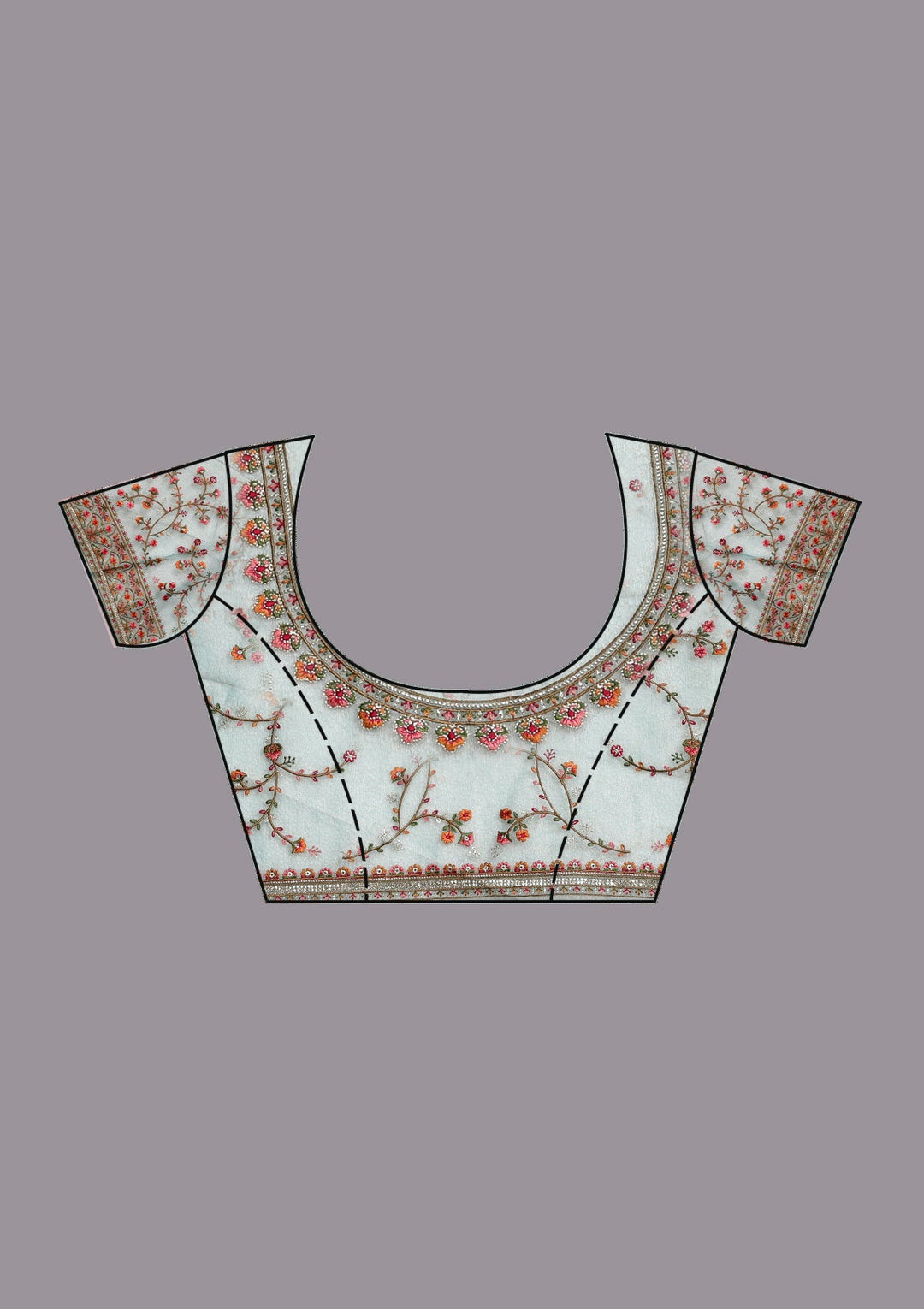 Sea Green Threadwork Tissue Saree