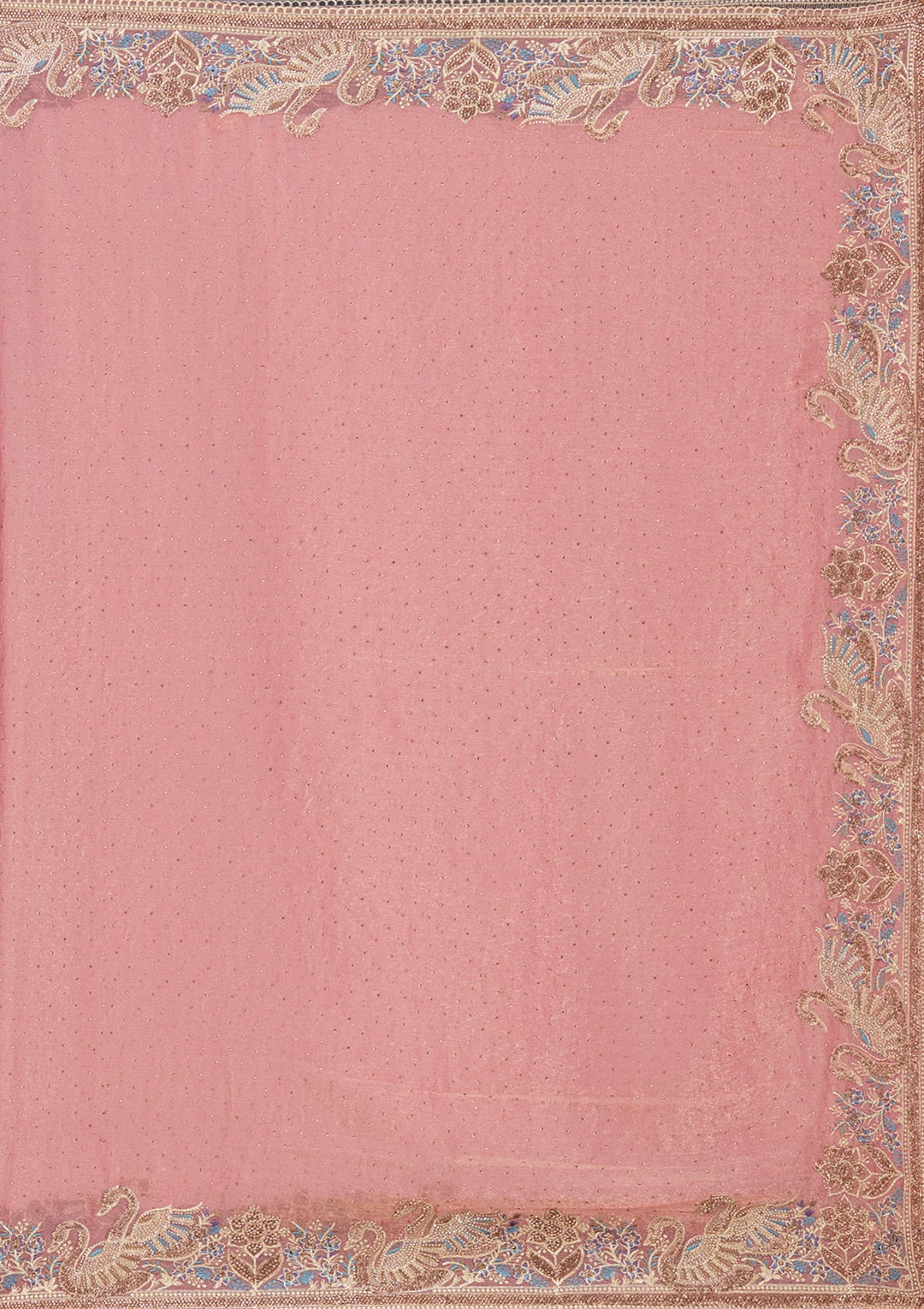 Onion Pink Stonework (Gold) Tissue Saree