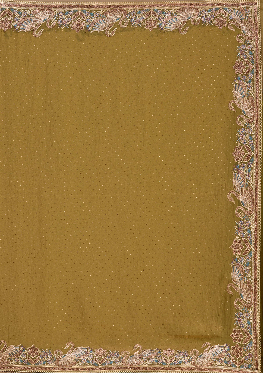 Sea Green Stonework (Gold) Tissue Saree