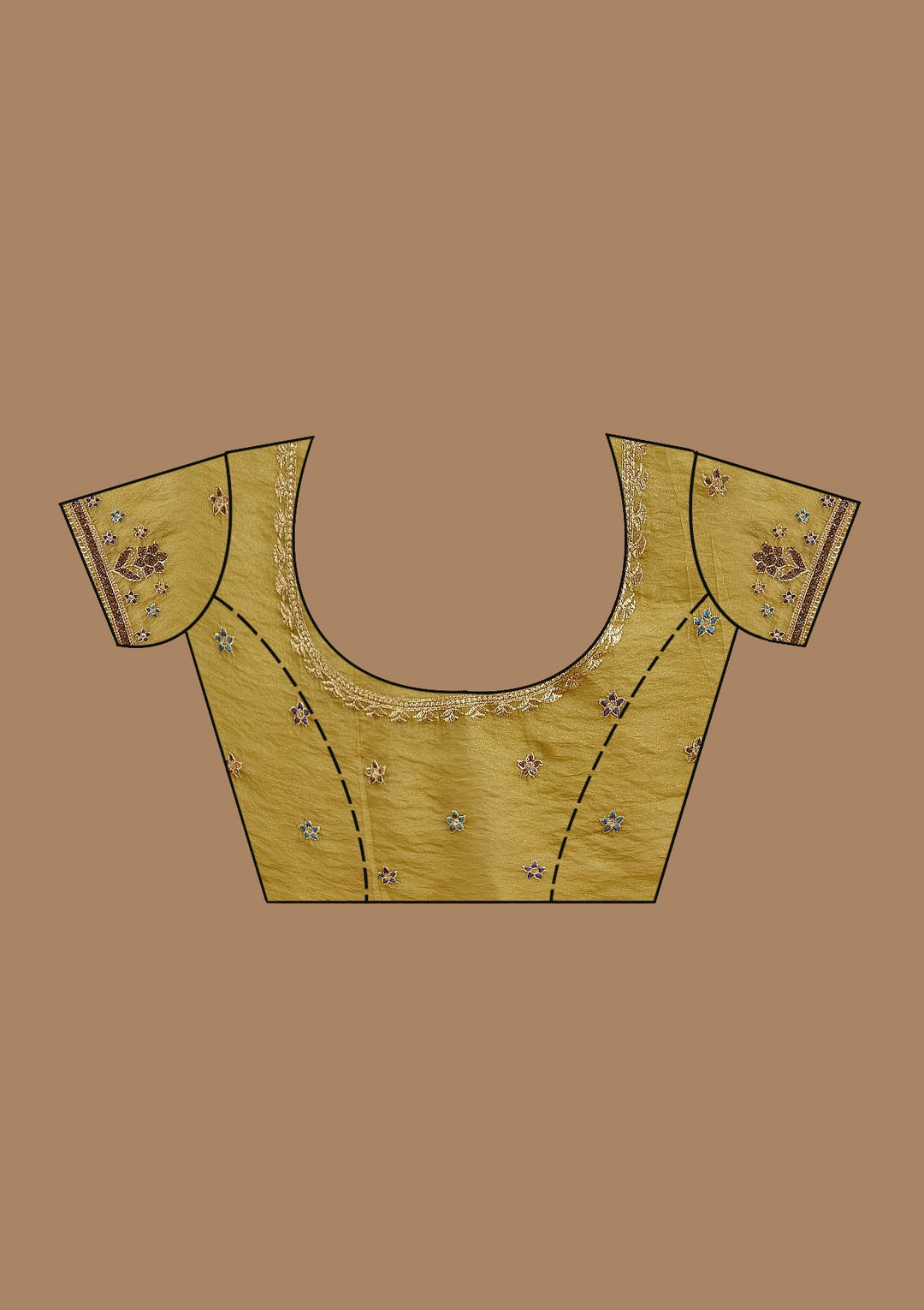 Sea Green Stonework (Gold) Tissue Saree