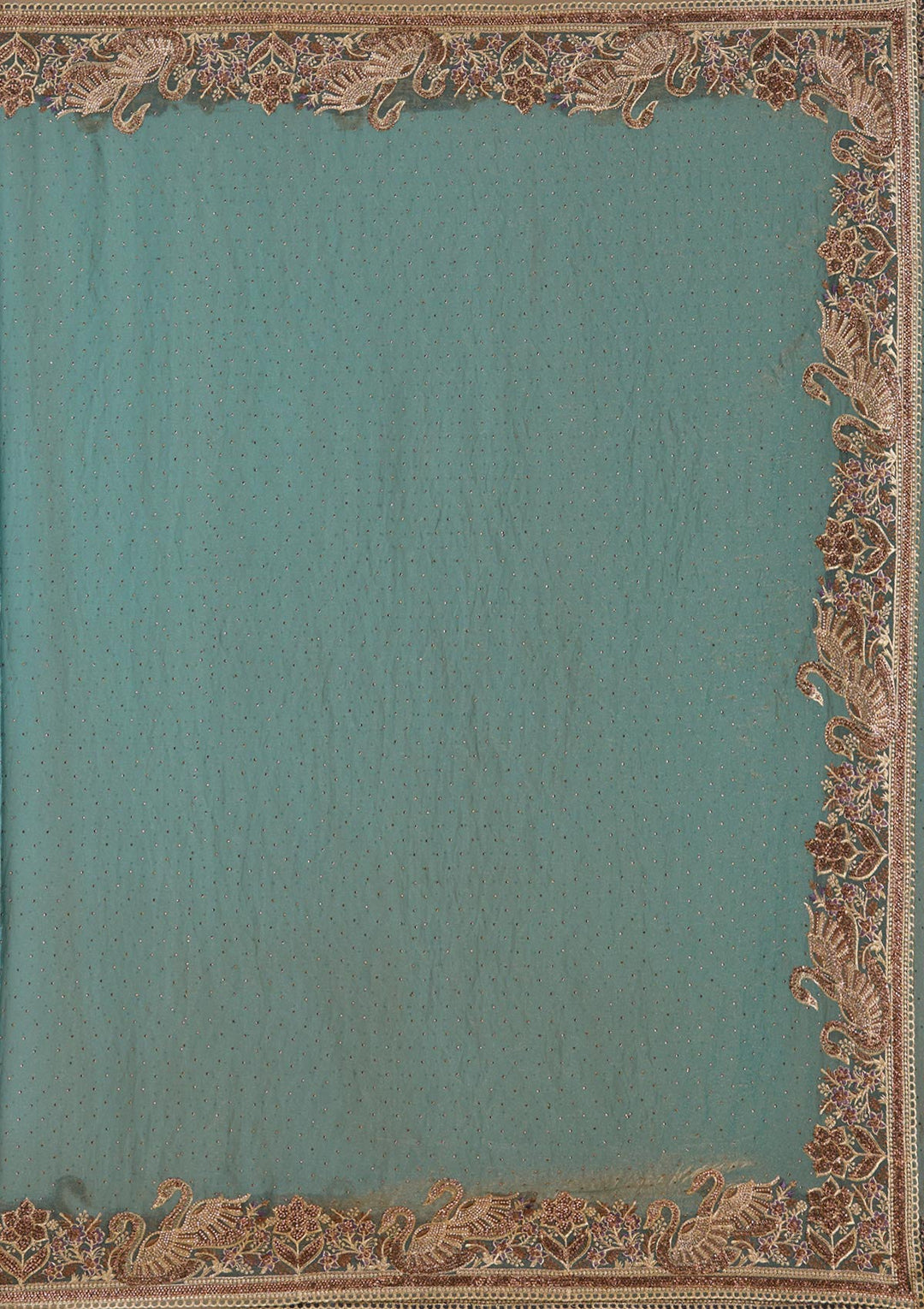 Sea Green Stonework (Gold) Tissue Saree