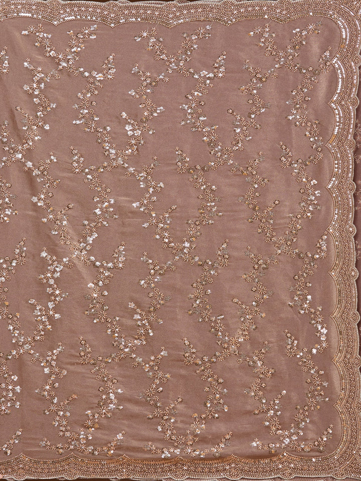 Light Brown Cutdana Tissue Saree-Koskii