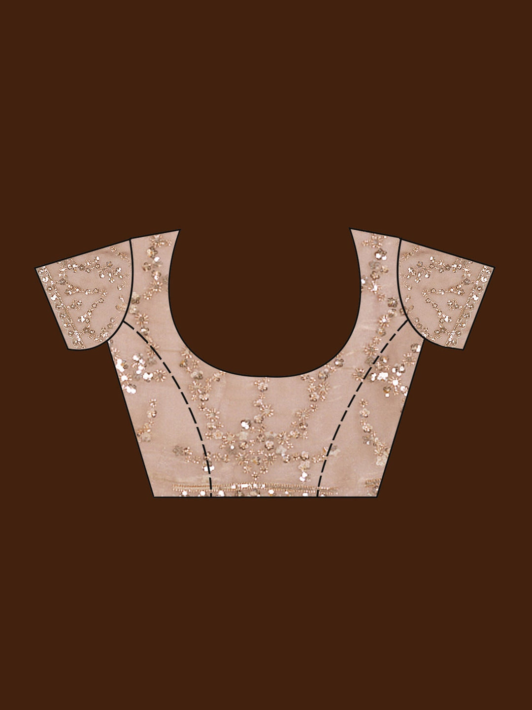 Light Brown Cutdana Tissue Saree-Koskii