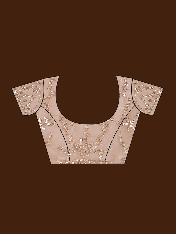 Light Brown Cutdana Tissue Saree-Koskii