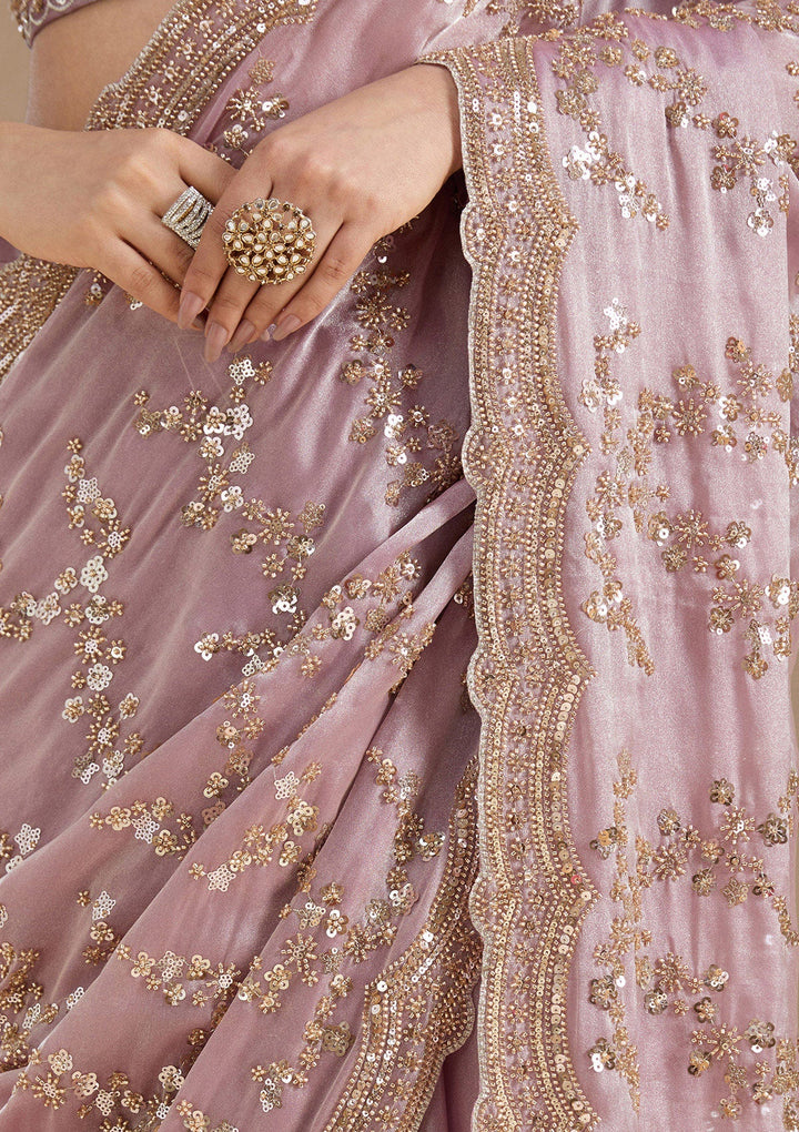 Light Lavender Cutdana Tissue Saree_koskii