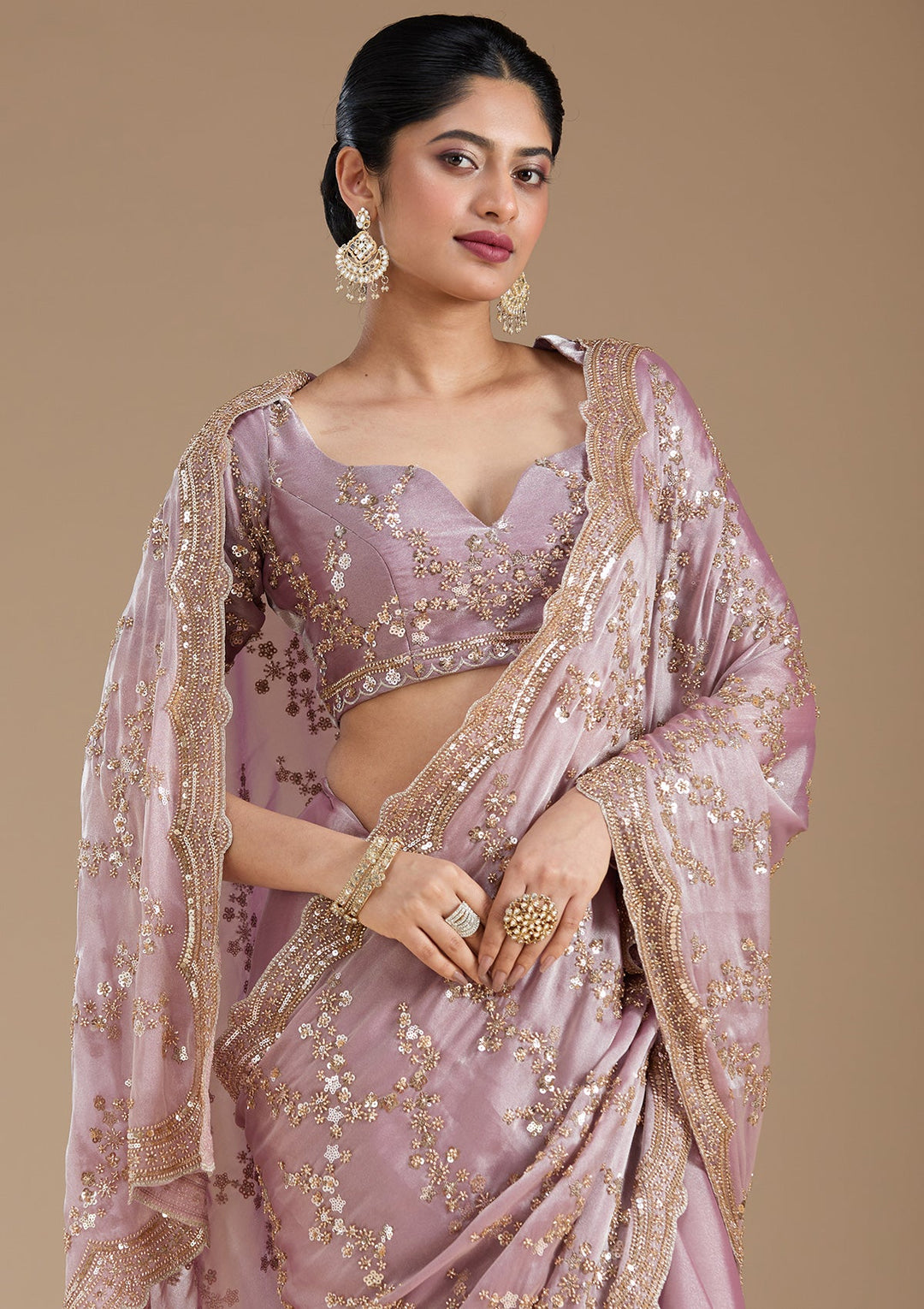 Light Lavender Cutdana Tissue Saree_koskii
