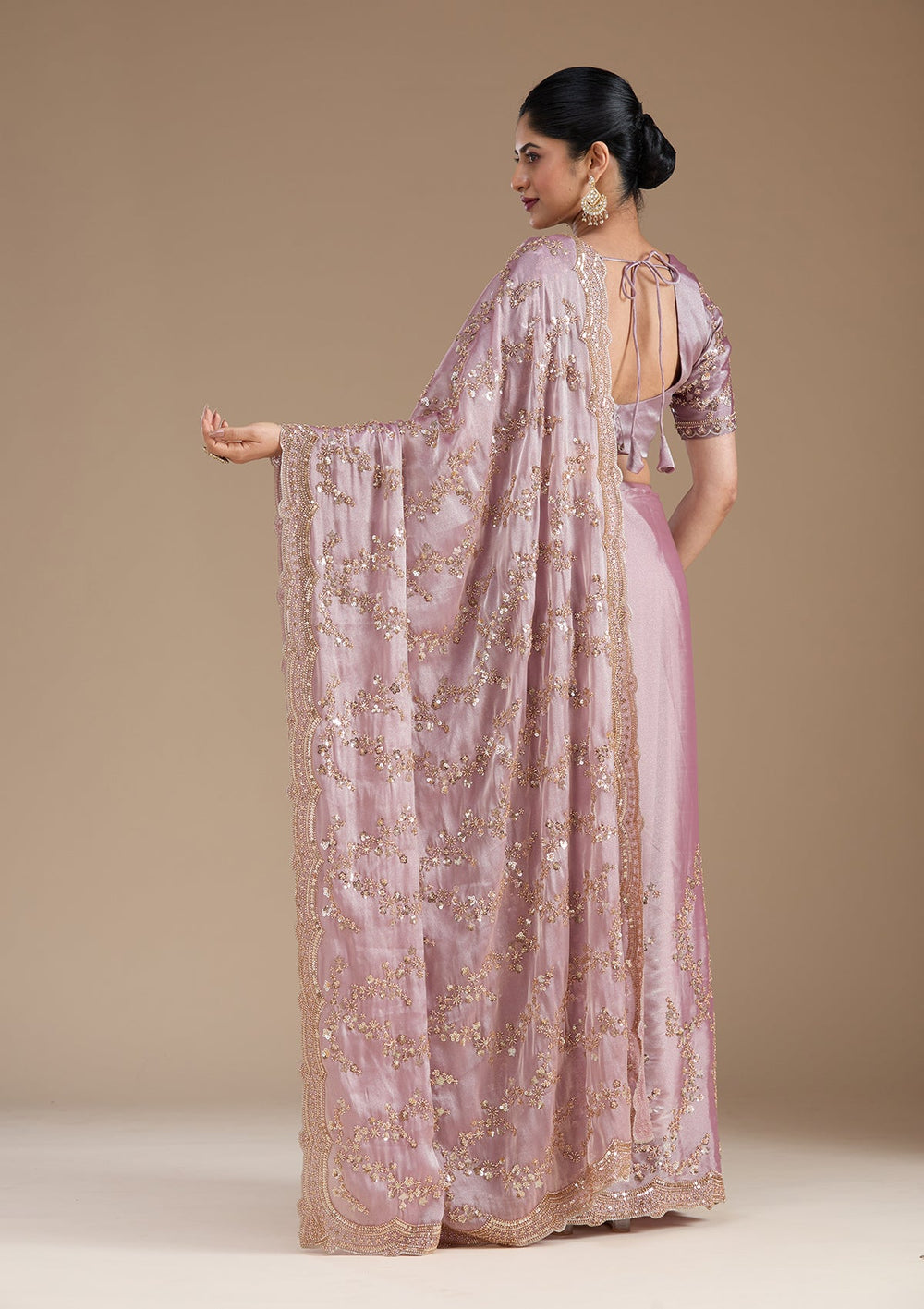 Light Lavender Cutdana Tissue Saree_koskii