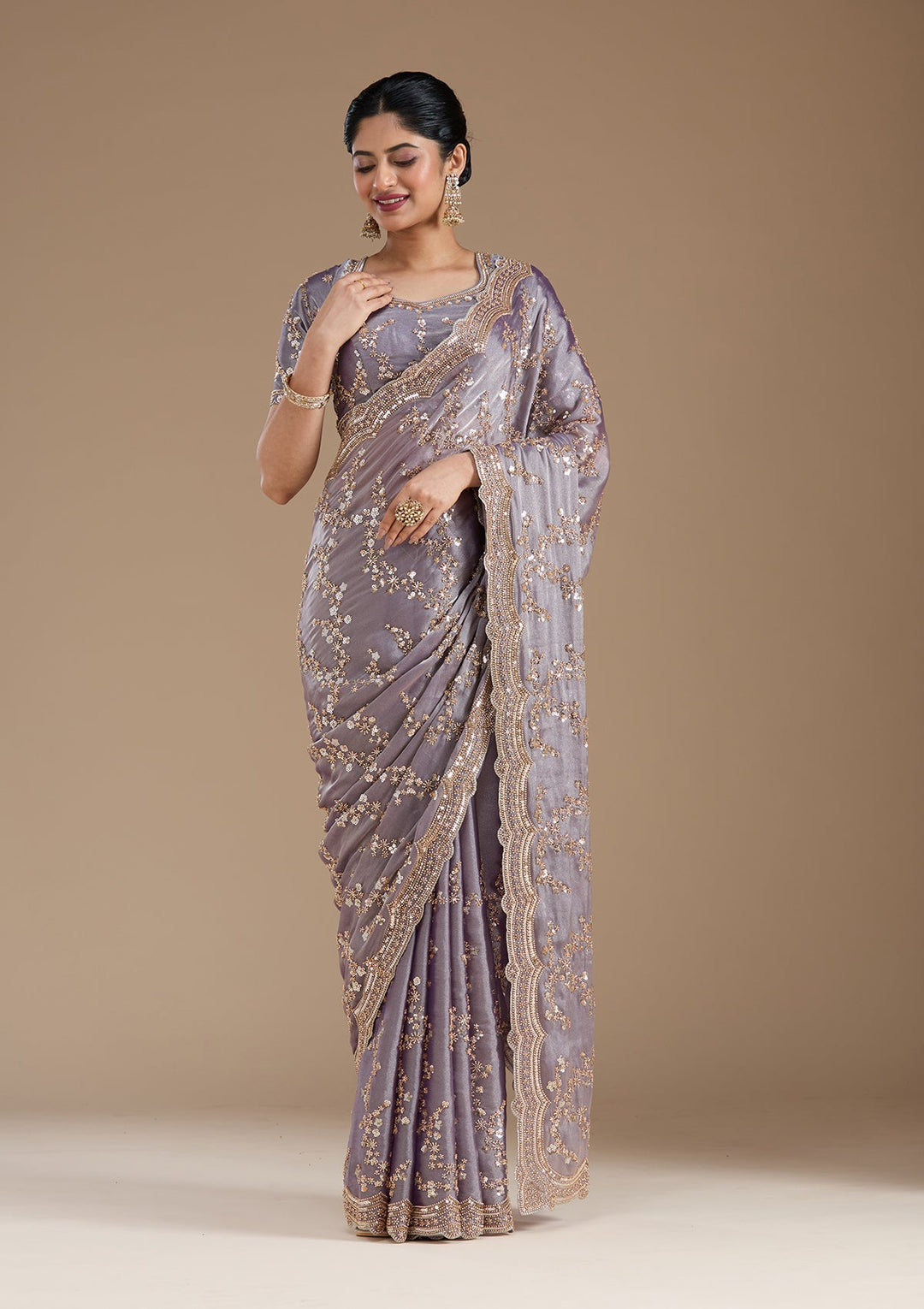 Violet Cutdana Tissue Saree_koskii