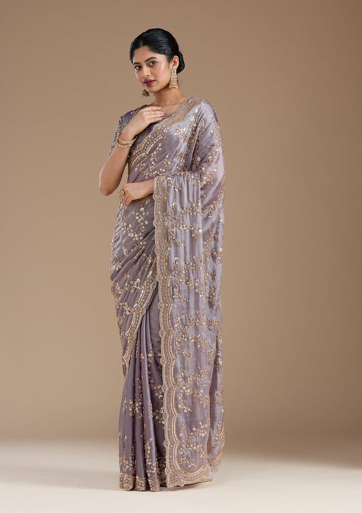 Violet Cutdana Tissue Saree_koskii