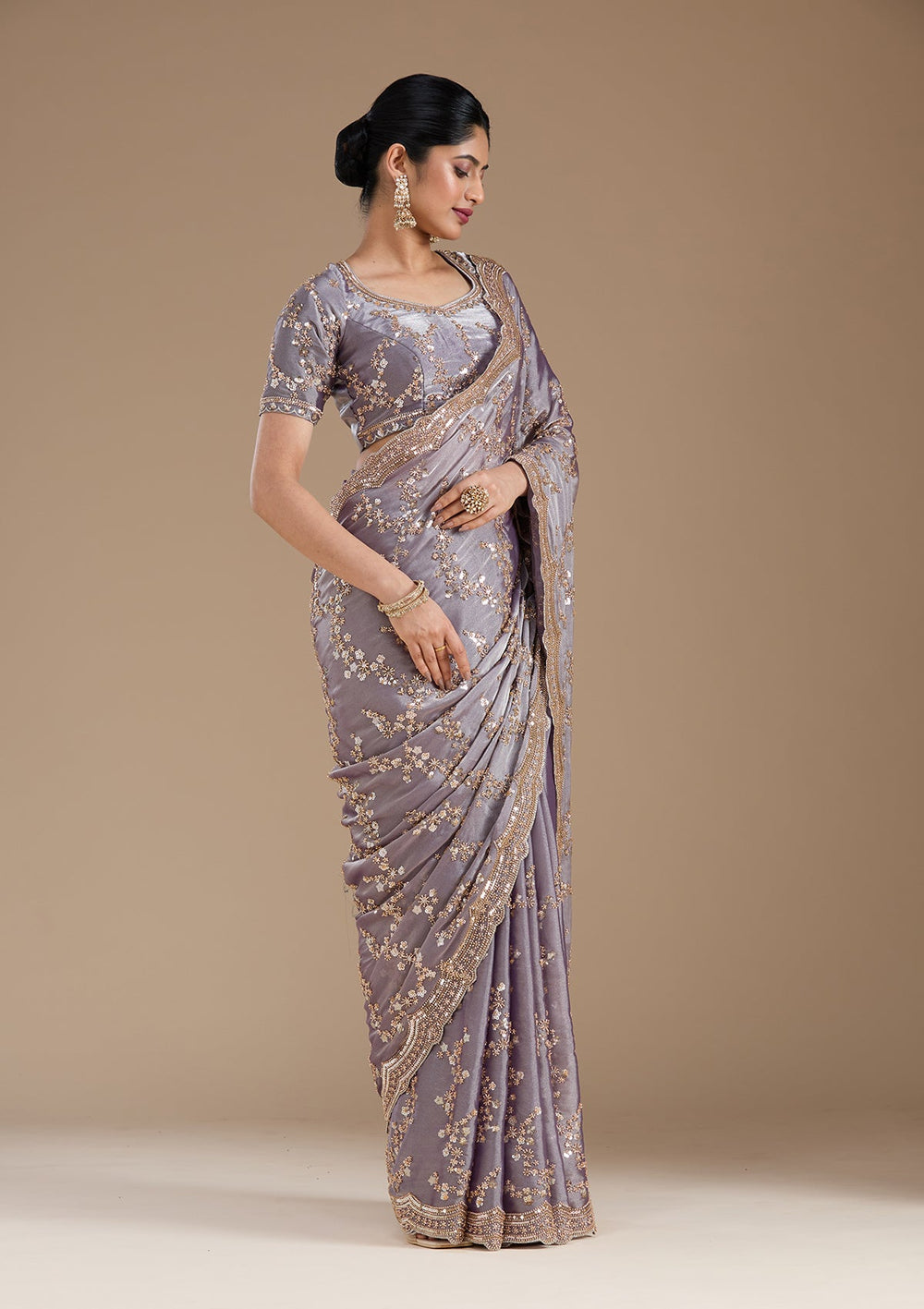 Violet Cutdana Tissue Saree_koskii