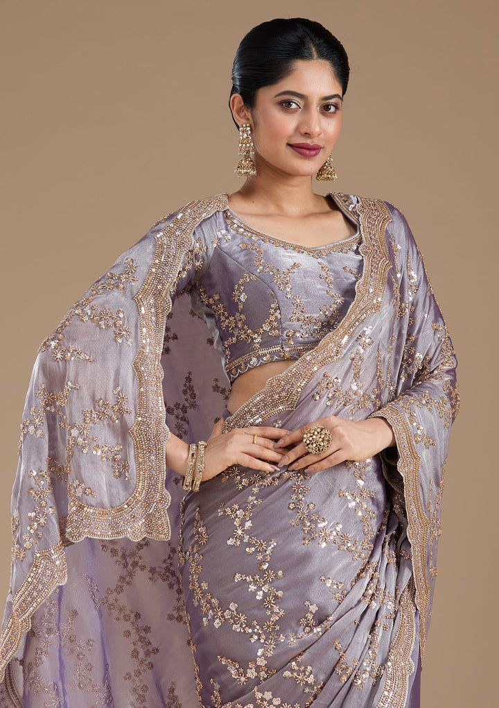 Violet Cutdana Tissue Saree_koskii