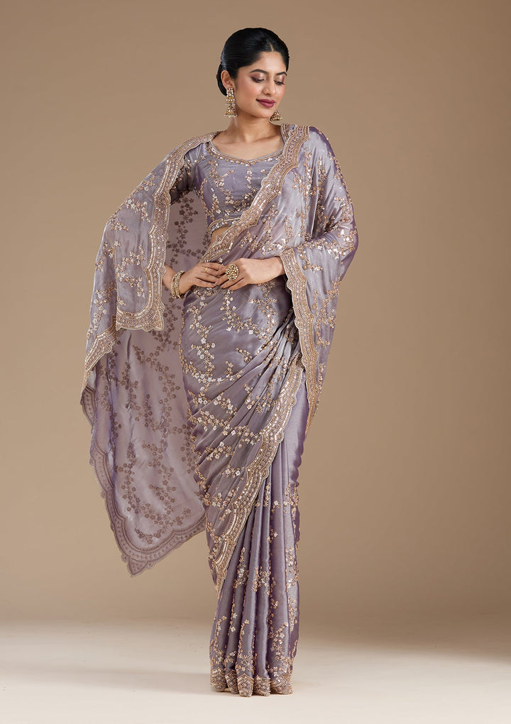 Violet Cutdana Tissue Saree_koskii