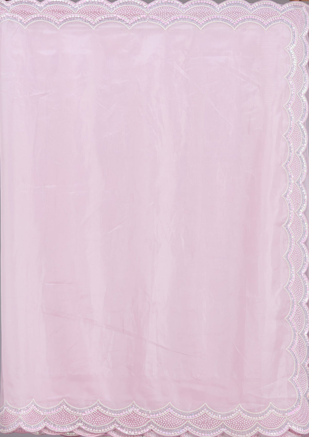 Lavender Sequins Organza Saree