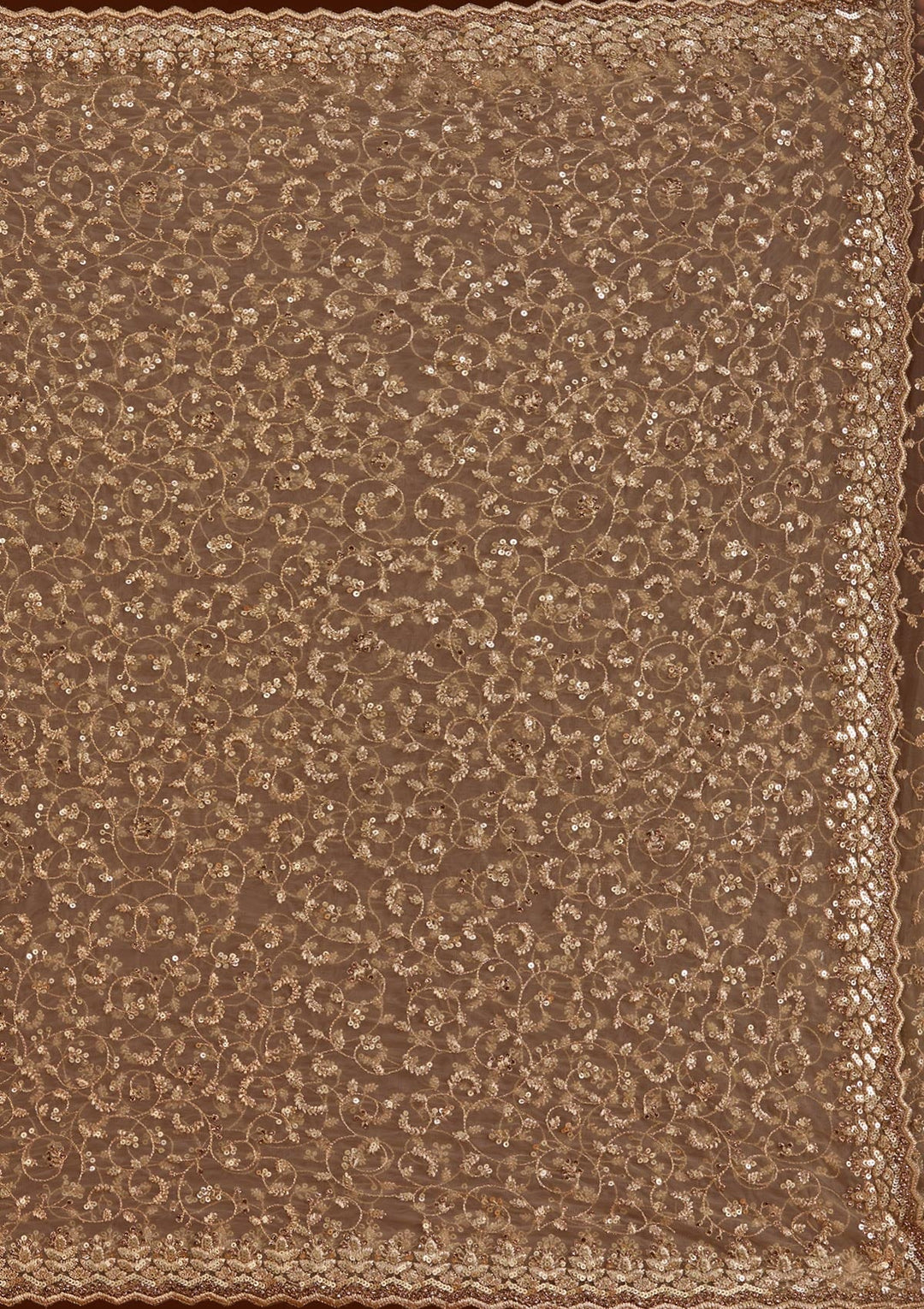 Gold Sequins Net Saree