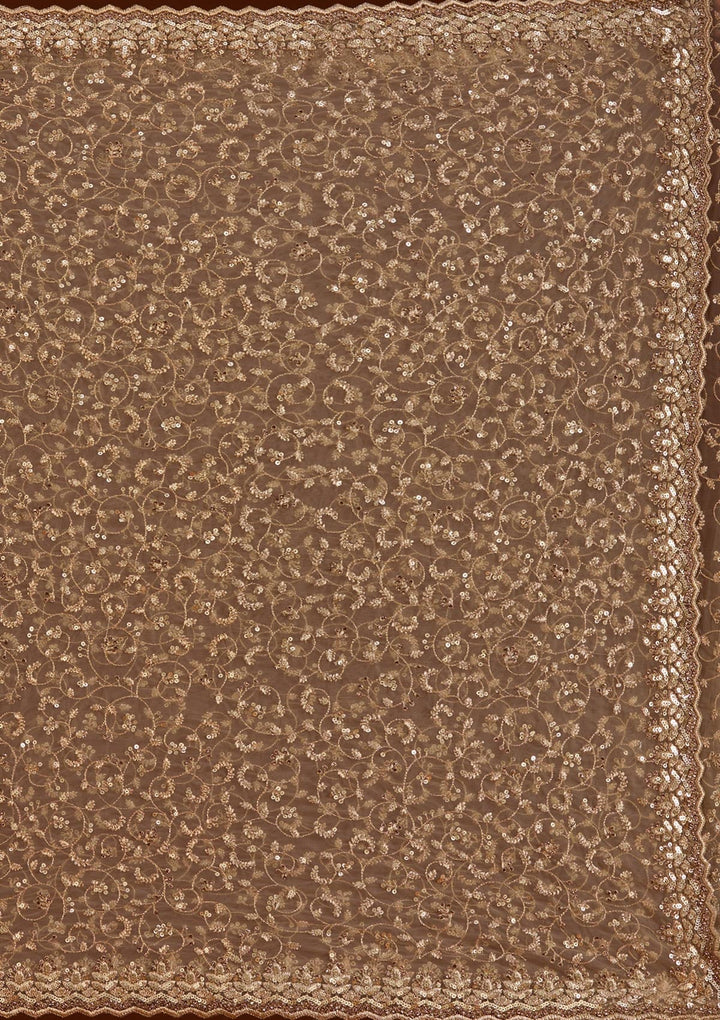 Gold Sequins Net Saree