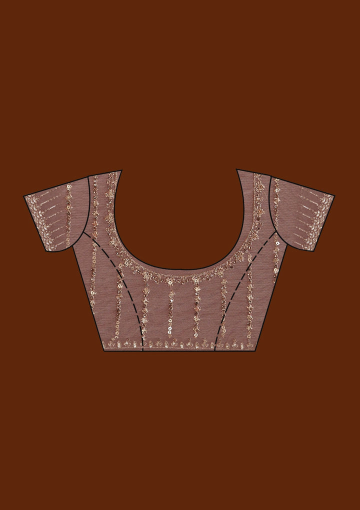 Onion Pink Sequins Net Saree_koskii