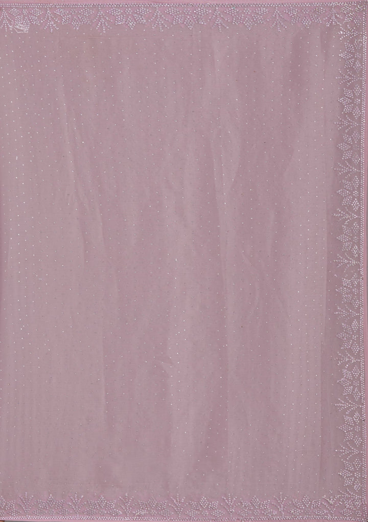 Mauve Stonework (Silver) Chiffon Saree-koskii