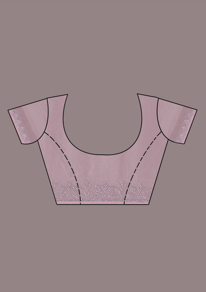 Mauve Stonework (Silver) Chiffon Saree-koskii