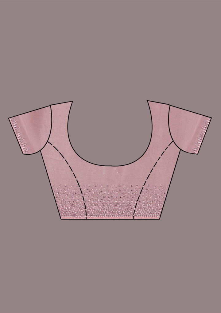 Gajari Pink Stonework (Silver) Chiffon Saree-koskii